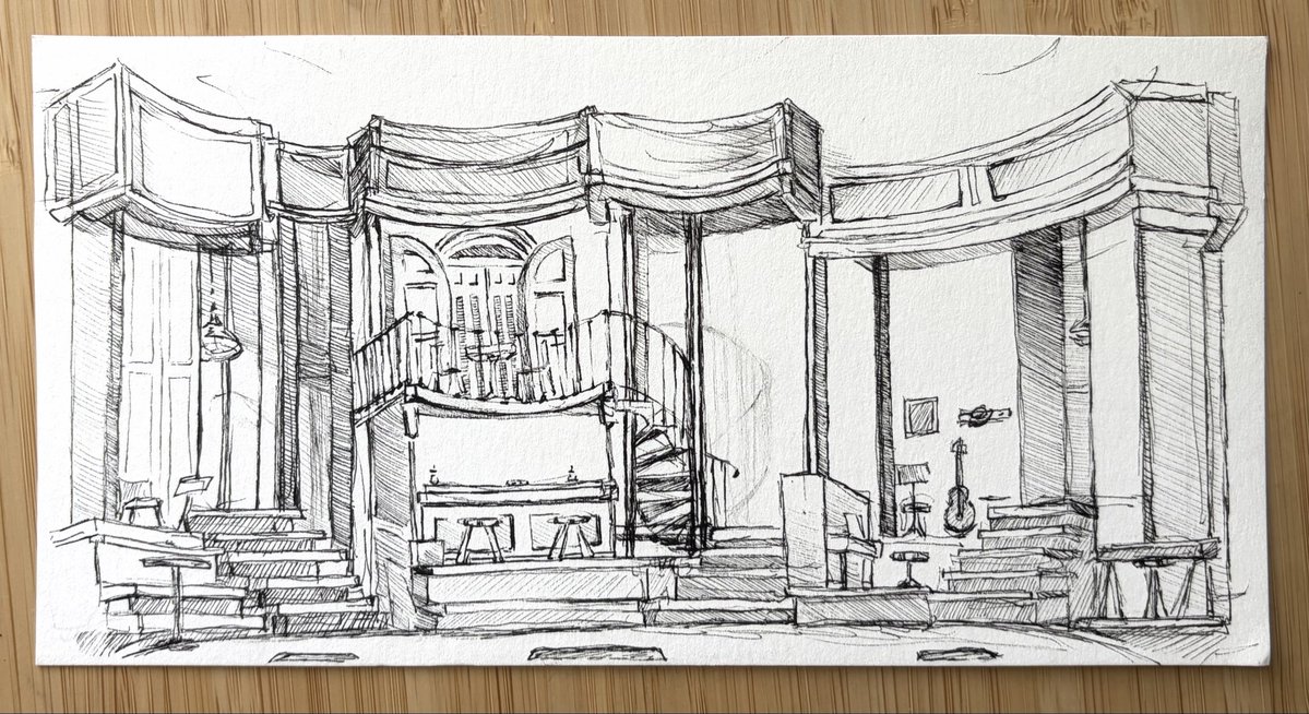 the hadestown set sketch i did while i was at the kerr!