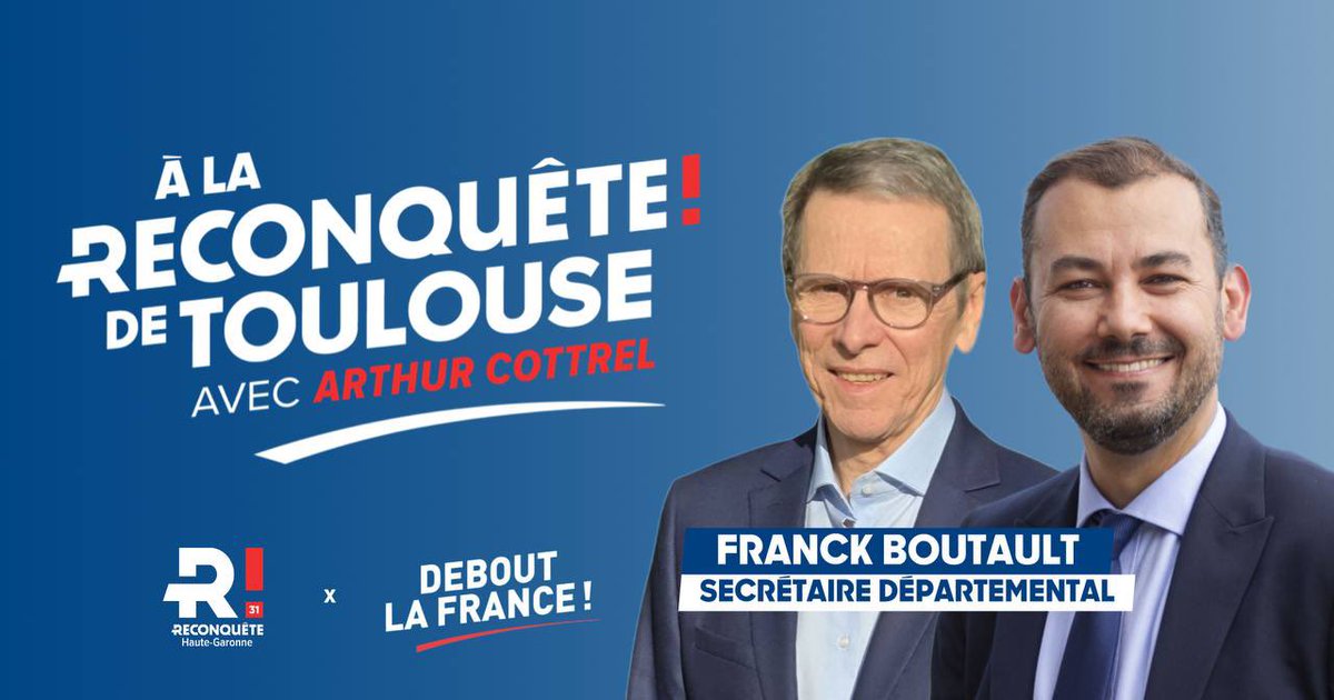ArthurCottrel's tweet photo. 🔴 Municipales 2026 : Debout La France et Reconquête! s'associent à Toulouse 🤩

Franck Boutault, Secrétaire Départemental de Debout la France en Haute-Garonne, rejoint officiellement notre liste "A la Reconquête! de Toulouse".

💪L’union se construit ici, et maintenant, à Toulouse !

#AlaReconqueteDeToulouse
@DLF_31 @DLF_Officiel @Reconquete_off