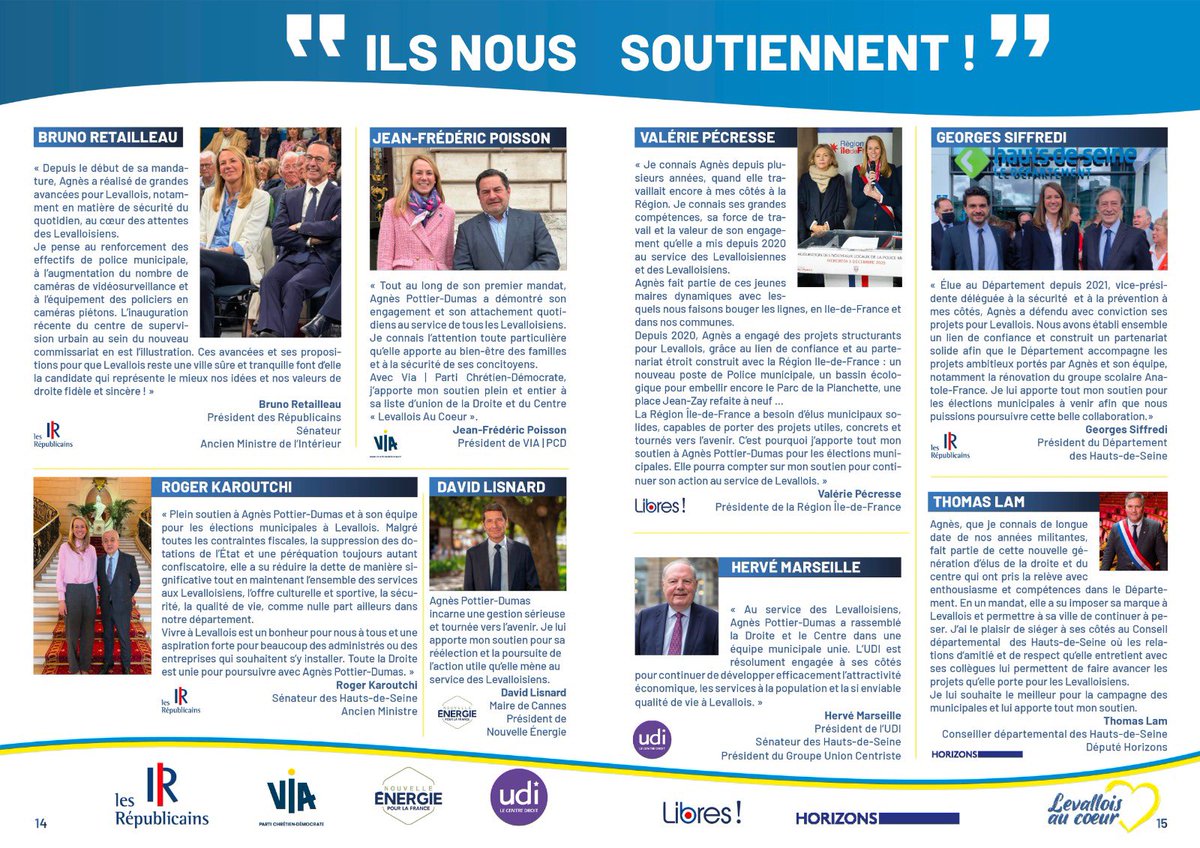 Municipales 2026 à #Levallois 👩🏼‍💼🇫🇷
<a href="/AgnesPottierD/">Agnès Pottier-Dumas</a> 
Investitures officielles !
Merci à tous nos soutiens de la droite et du centre qui nous accompagnent dans cette campagne !