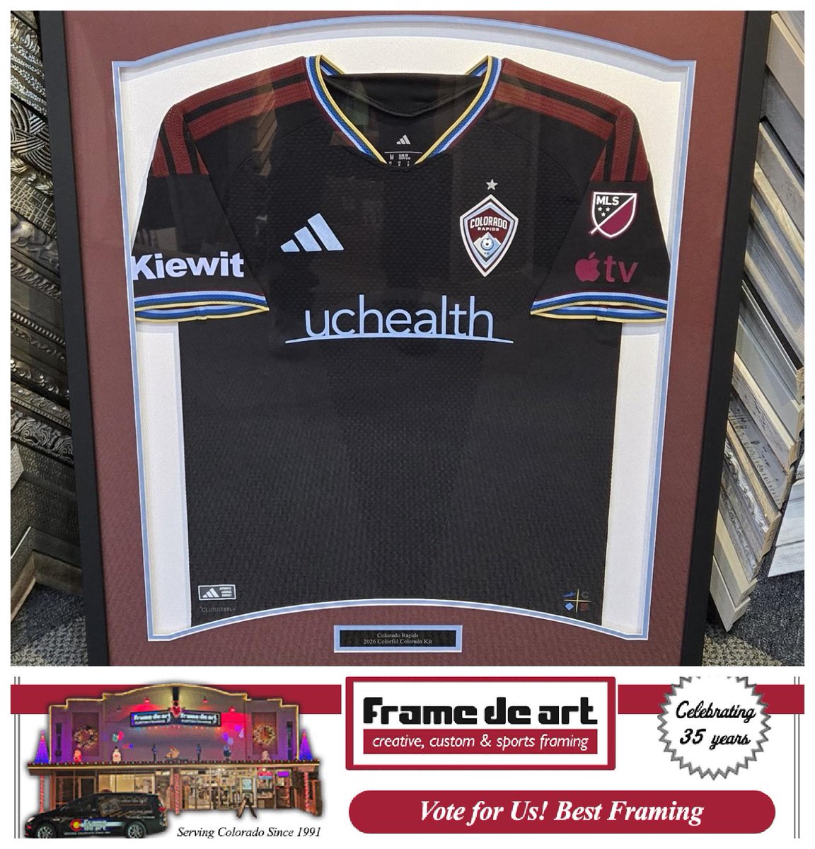 FrameDeArt's tweet image. Colorado Rapids 2026 Colorful Colorado Kit!  We are always honored to do their framing, and for all of their fans!  They will be playing in these jerseys when the Rapids play in April against Inter Miami CF and Lionel Messi!

#ColoradoRapids #Soccer #BestFraming #EmpowerField