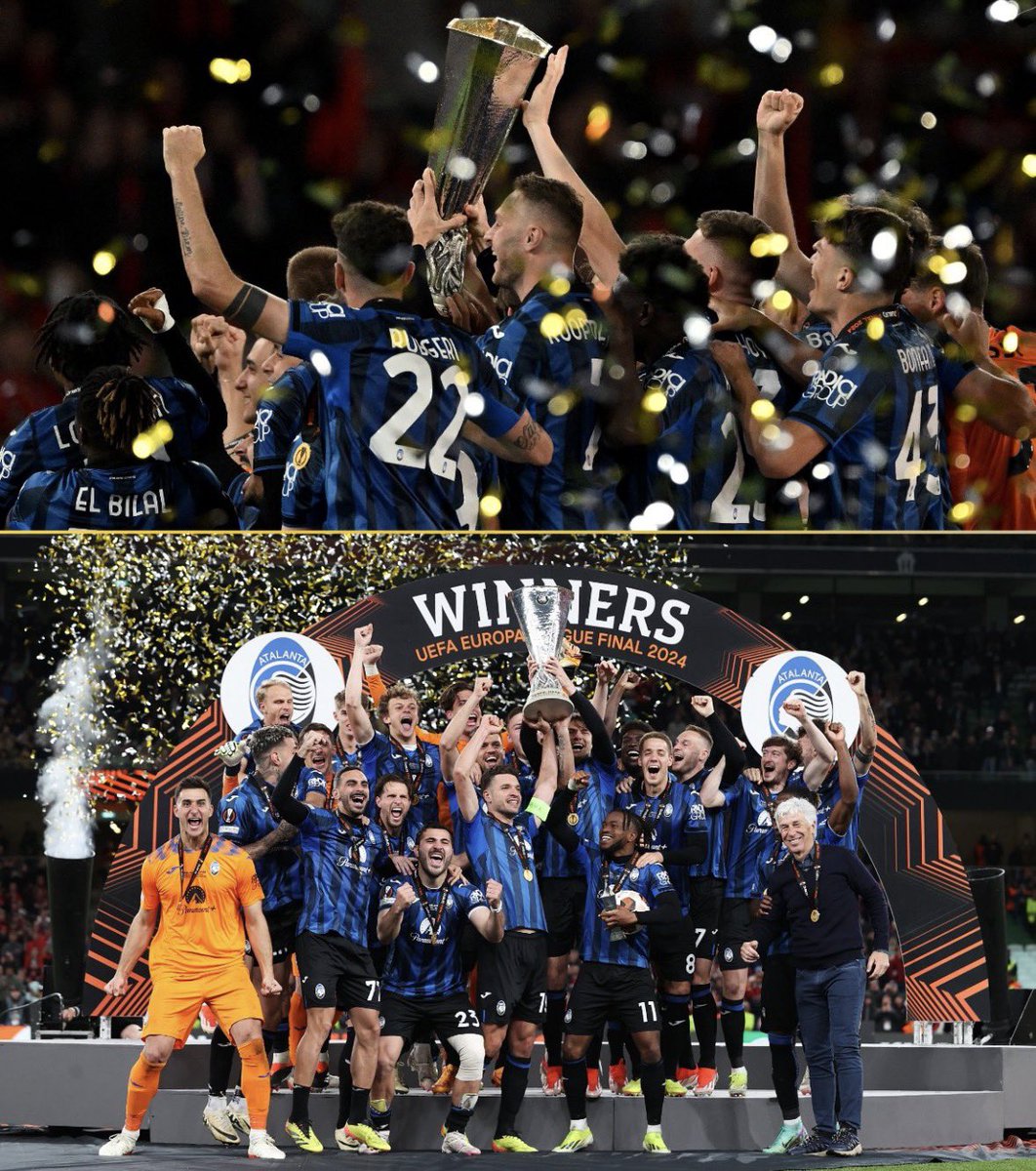 Statsofplay's tweet photo. 🚨 ATALANTA walked into Dublin in 2024 and ended Leverkusen’s LEGENDARY 51-game unbeaten run to lift their FIRST EVER European trophy!! 🏆🔥
This is Atalanta. Always. ⚫🔵
#Atalanta #UEL #LaDea #ChampionsLeague https://t.co/faqBHXGscw
