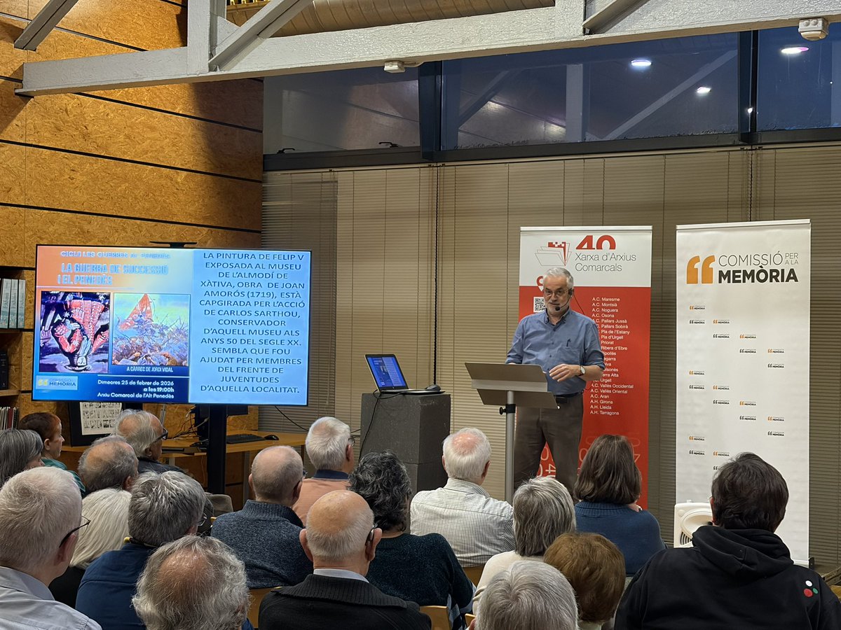 ComissioMemoria's tweet photo. Avui hem celebrat la tercera xerrada del cicle “Guerres al Penedès” centrada a la Guerra de Successió a càrrec del Jordi Vidal. https://t.co/5u9xDm9Z0H