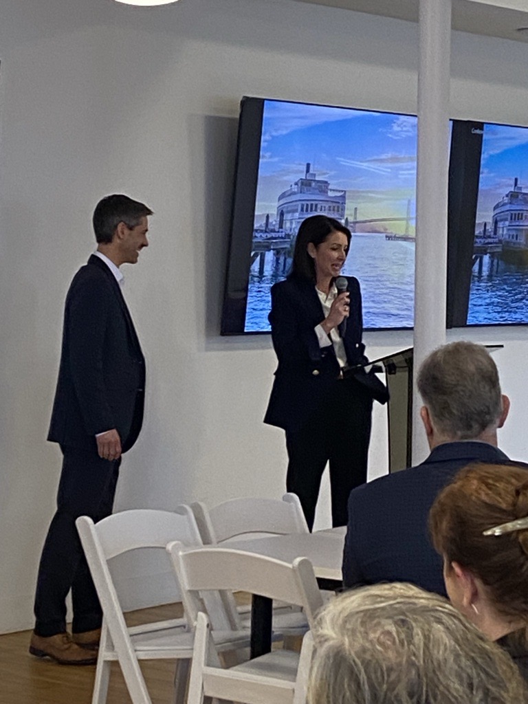 BayAreaCouncil's tweet photo. Proud to host Mayors @DanielLurie @BarbaraLee_CA @MattMahanSJ this morning aboard the Historic Klamath in support of the Connect Bay Area initiative we are leading with Chair @kdlaw to keep our critical regional transit systems moving and make them more efficient https://t.co/rEnDvgUw7P