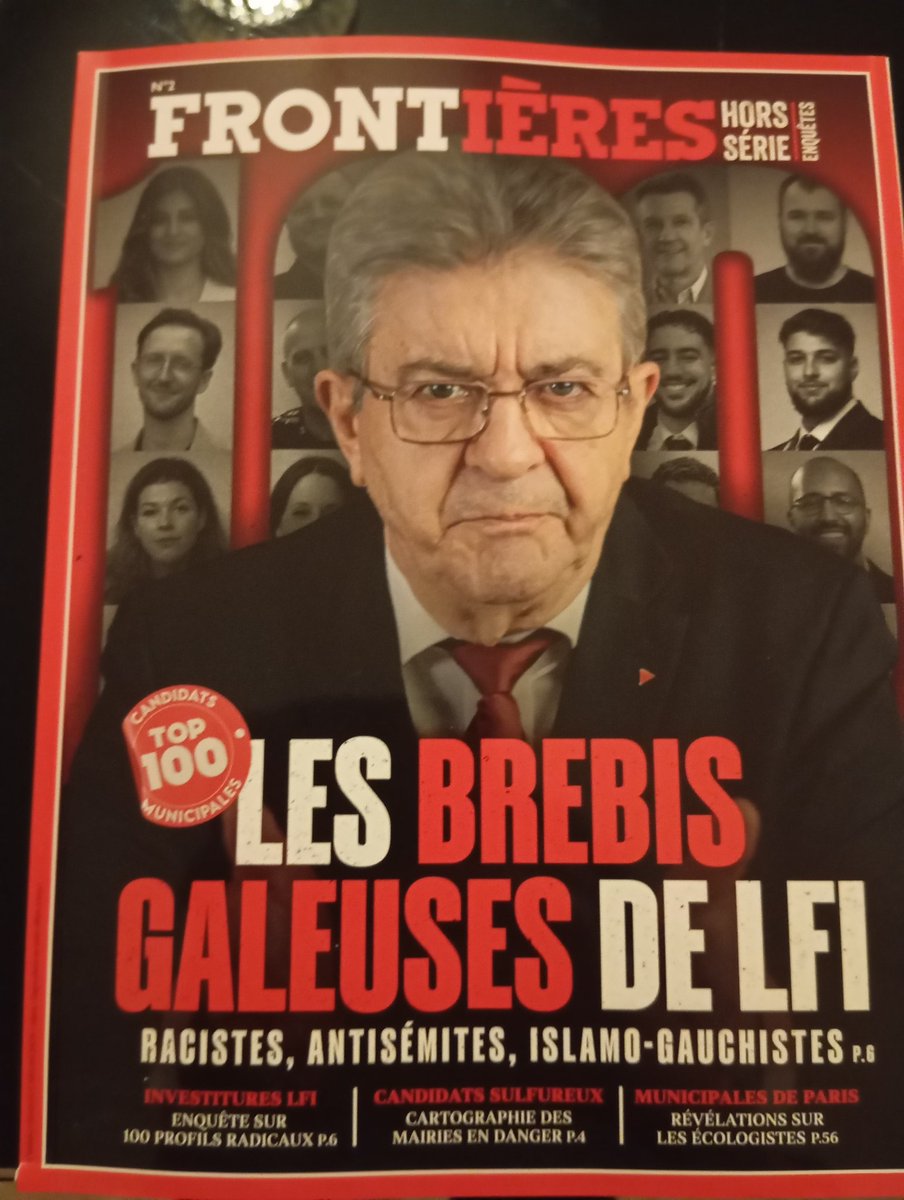 Merci à nos amis de <a href="/Frontieresmedia/">Frontières</a> pour la liste ( non exhaustive) des 100 premières brebis galeuses de LFI c'est vraiment un truc de dingue , je n'en suis qu'à dix sur cent et nous avons déjà du " beau " monde , entre des pro islamistes et des antisémites qui sont les mêmes !
