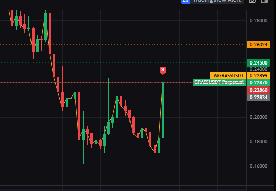 pg858's tweet photo. gambeling on a risky short her on $grass approaching resistance and SL at 0.245 to not get wicked out. Entry at 0.22860 https://t.co/9YxhJ5IsB8