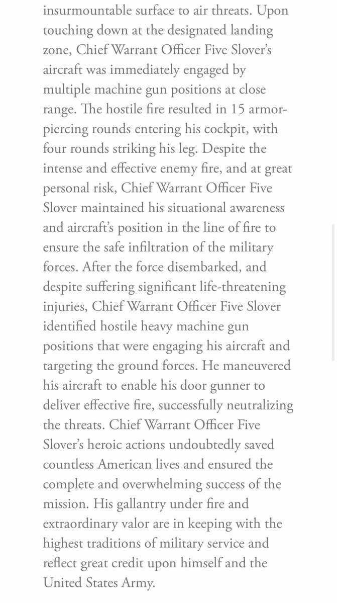 LouisvilleGun's tweet image. CW5 Eric Slover’s Medal of Honor citation has been published. 

Link to award in reply