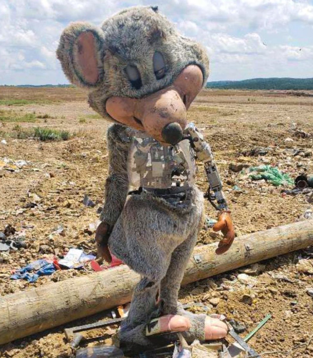 Cartoonhistory2's tweet photo. A Florida man has gone viral after restoring an abandoned Chuck E. Cheese animatronic found dumped at a landfill https://t.co/ErOMbGrUb5