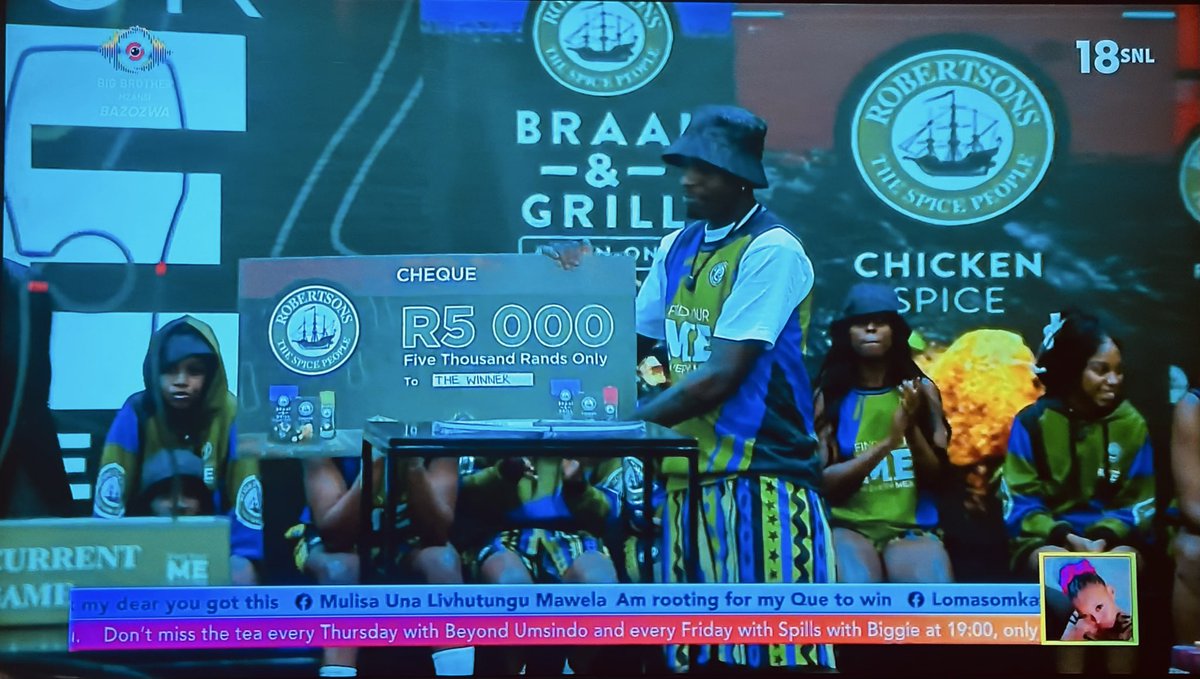 Congratulations to the most competitive housemate, Mmeli, on winning R5000 courtesy of Robertsons Spices! 👏🔥
#BBMzansiS6 
#MmeliPrinceKhumalo 
#MmeliKhumalo