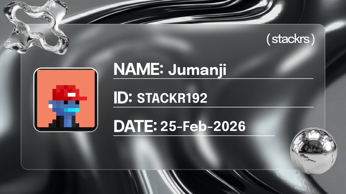 Just claimed my STACKRS Citizen ID 🪪

I’m officially locked into the <a href="/STACKRSonchain/">STACKRS</a>  ecosystem. 

Happy to be here, join the silver movement ⛓️