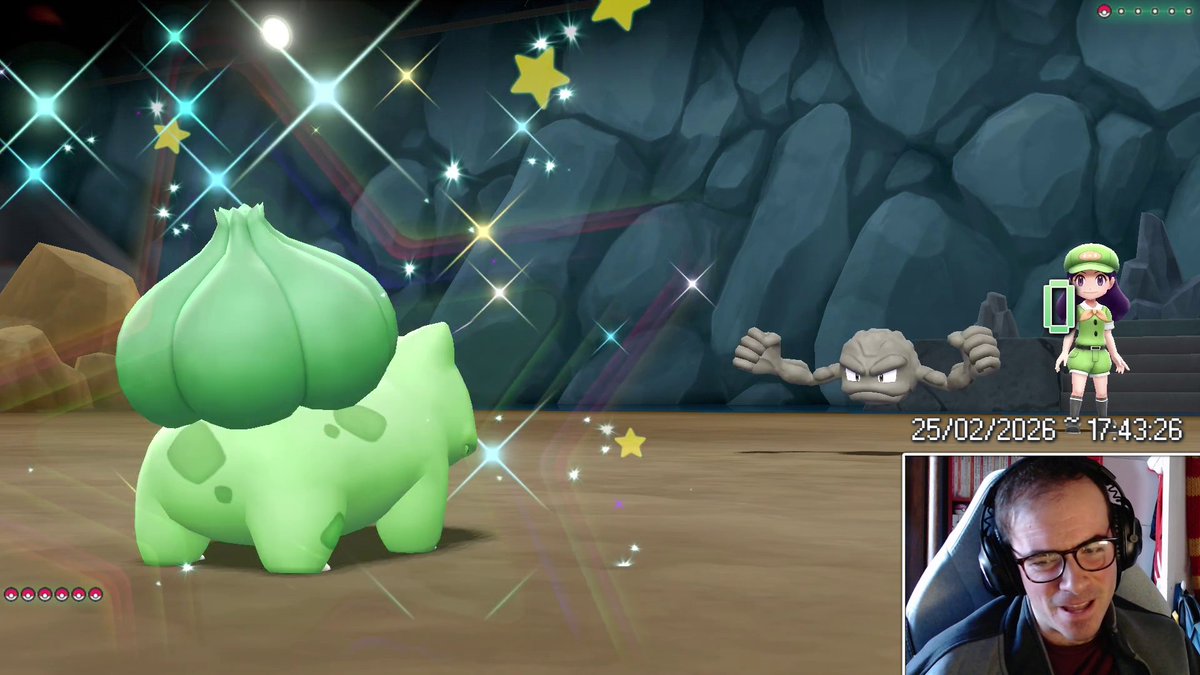 [57✨] Bulbizarre shiny full odds trouvé en 5837 RE sur LGPE, qui marque ma première étape du Shiny Prof Oak sur ce jeu.