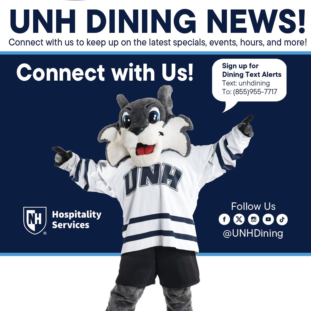 CONNECT WITH US! 😍📱
Want the latest on hours, closings, special events, promos, and specials? We’ve got you covered! 👀✨
👉 Click our Linktree to follow all our social channels + sign up for text alerts:
linktr.ee/uofnhdining
Stay in the loop and never miss a bite! 👍💙