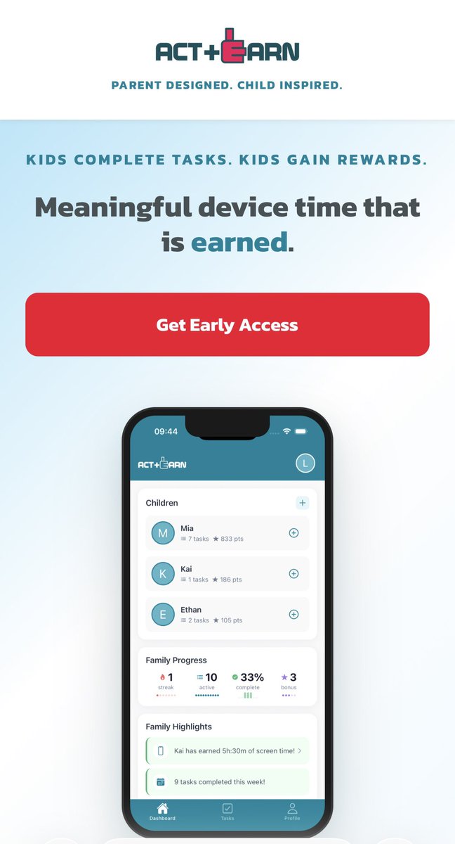 ACT+EARN: Kids Screen Time tweet media