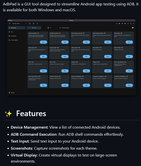 0x0SojalSec's tweet image. GUI software to test Android apps using adb for Windows and macOS.📱

- github.com/kaleidot725/ad…

#infosec #cybersec #bugbountytips