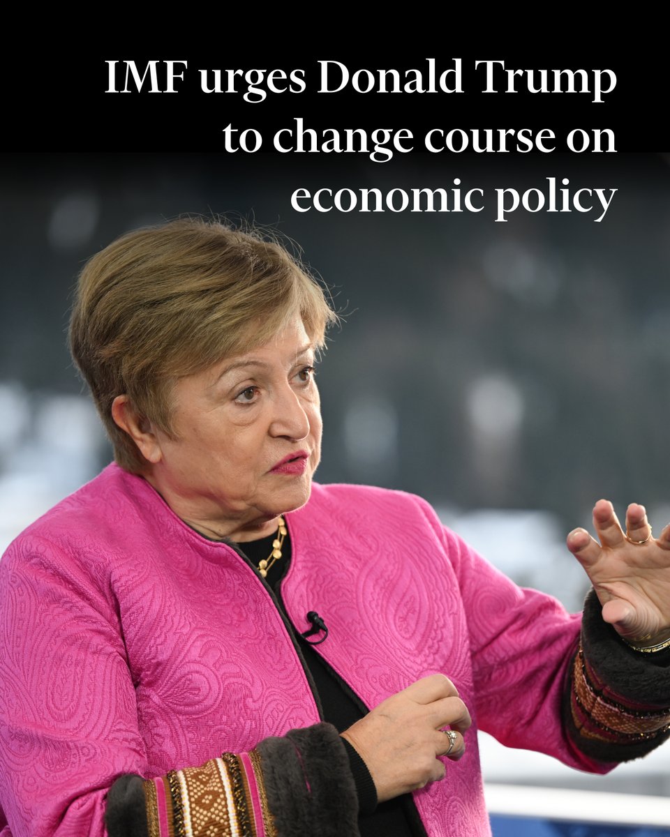 Kristalina Georgieva, the fund’s managing director, said tariffs had a ‘negative supply effect’ and acted as ‘a headwind to even stronger growth’. ft.trib.al/pG0am7J