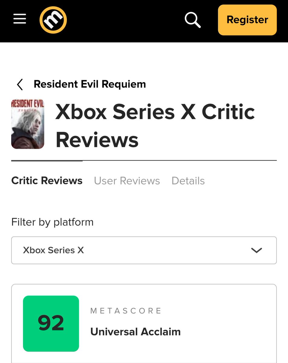 VeioGamerBR's tweet photo. Primeiras reviews de #ResidentEvilRequiem mostram que a maior nota é da versão do Serles X
.
.
.
.
.
#residentevilreqiuem #GraceAshcroft #capcom #capcomgames #leonskennedy #survivalhorror #residentevil #XboxSeriesX https://t.co/YZWsMDKF9H