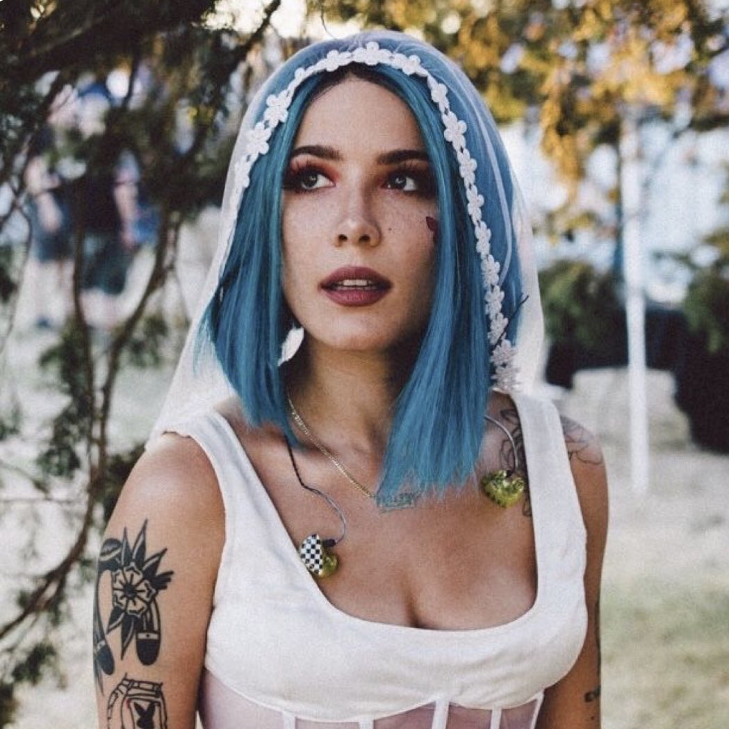 the genre is halsey’s blue hair, but specifically during the HFK era 🔥🦋🪽🌹