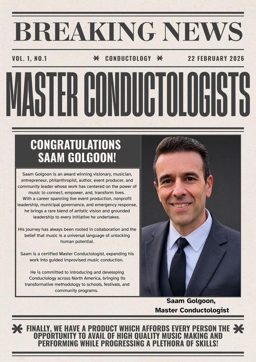 WorldMusicDev's tweet photo. Our Founder and CEO, @SaamGolgoon, is now a certified Master Conductologist bringing @conductology to North America alongside Shawn Satterfield of Shine Music.

Music for all.

🔗 https://t.co/TFPT8v0j3V

#WorldMusicDevelopment #Conductology #InclusiveMusic #ShineMusic https://t.co/GfnlRg14Ko
