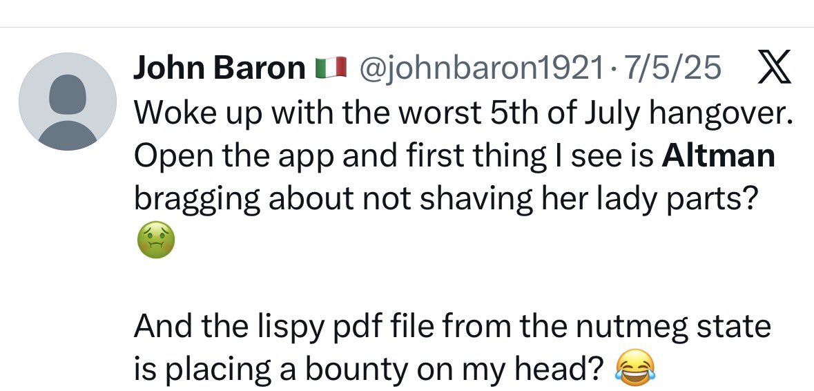 John Baron without question changed hands. 

Which is it, Johnny? Interesting the grammar king also confused moot and mute, and now changed period placement for a quote 

I’m never right though. I’m sure that blonde psychopath has nothing to do with this. Hahahah Jk she does