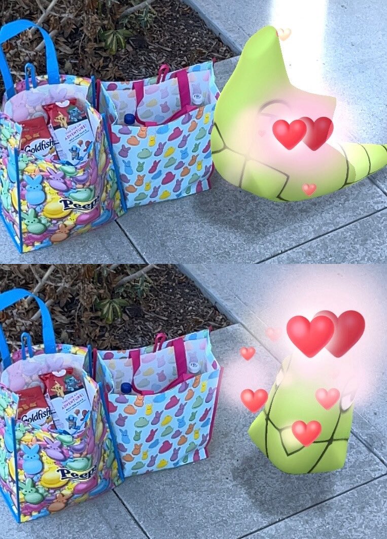 FairlyOddRadish's tweet image. My #MetapodBuddy assisted in getting #ExcellentThrows on three #Pokemon in a row 🥳
He may be weak and have a CP of 10, but he’s the best and I got him some treats at #Publix.
#Metapod #ExcellentThrow #PokemonGO
The Pokémon that I caught had lousy stats so I let them “GO” 🤭