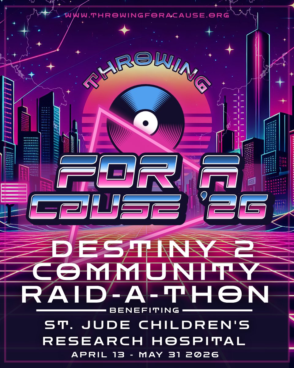 Destiny 2 creators — let’s turn LIGHT into HOPE. 🌟

We’re rallying the Destiny 2 creator community for an all‑out charity marathon supporting St. Jude. 
Ready to raid for a real‑world cause? 
#TFAC26
Sign up now 🔗: forms.gle/ePRTfrsKPShA1j…
✉️throwingforacause.staff@gmail.com