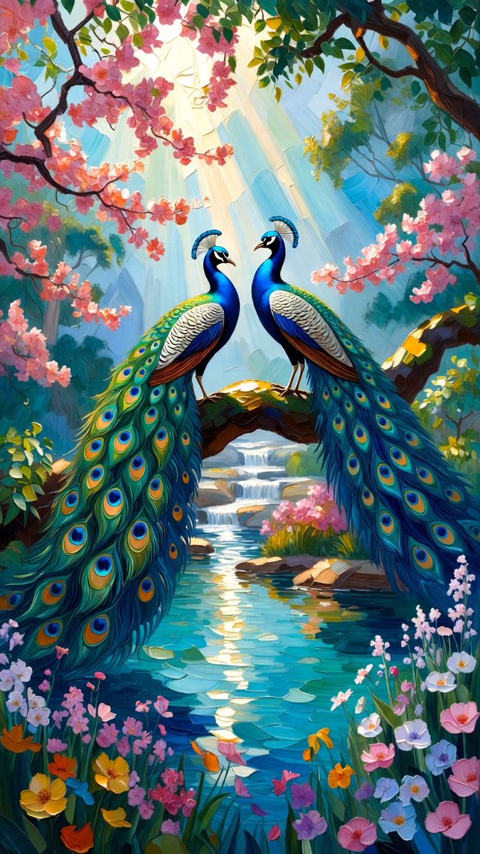 Good morning, friends!  🌅
This magical pair of peacocks reminds us: true beauty shines brightest when shared, and every new day is full of vibrant possibilities.
May your morning sparkle with grace, color, and good energy!  
What's lighting up your day?
