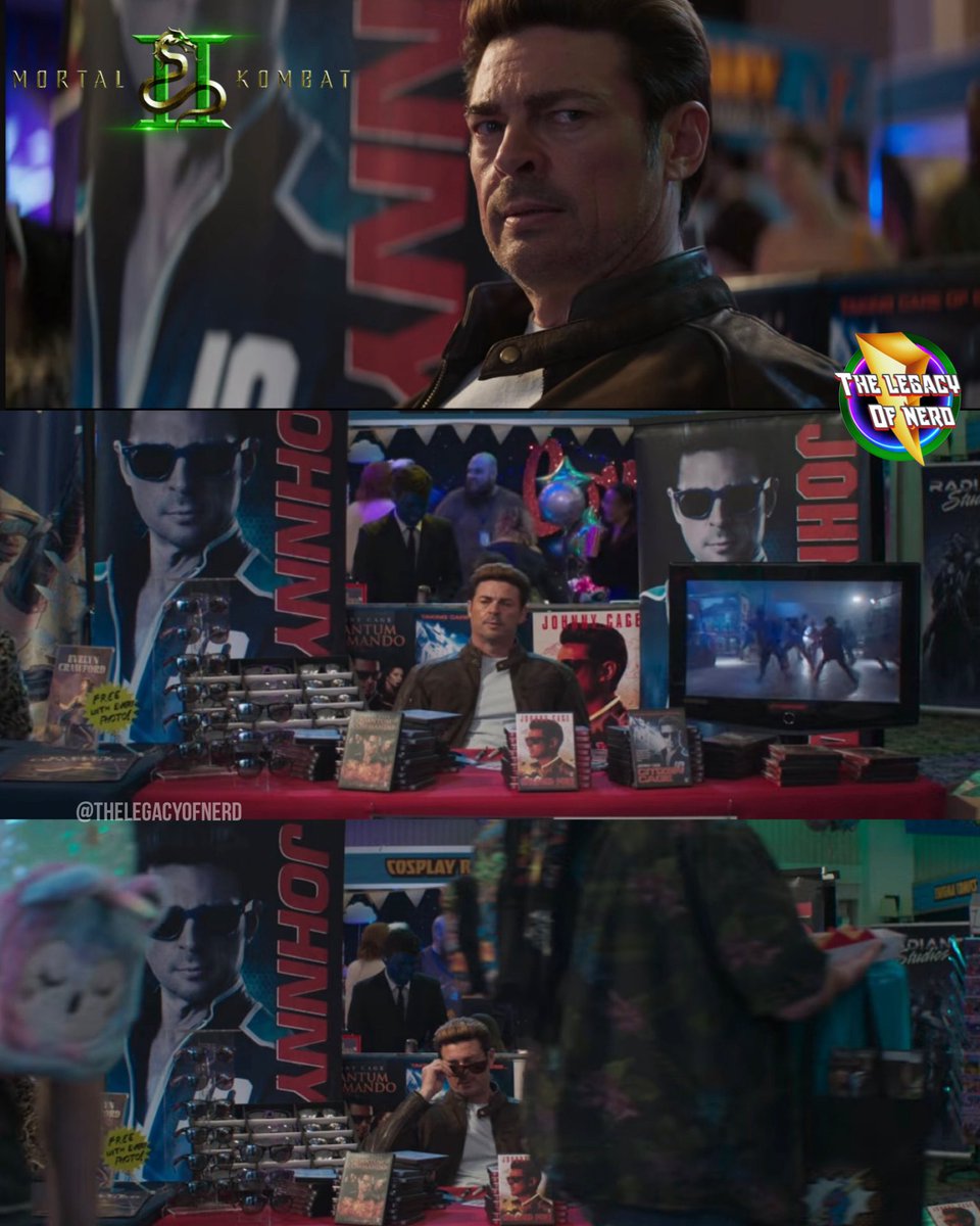 thelegacyofnerd's tweet image. Love how the ‘Mortal Kombat II’ trailer had Johnny Cage with an empty line at a Comic Con