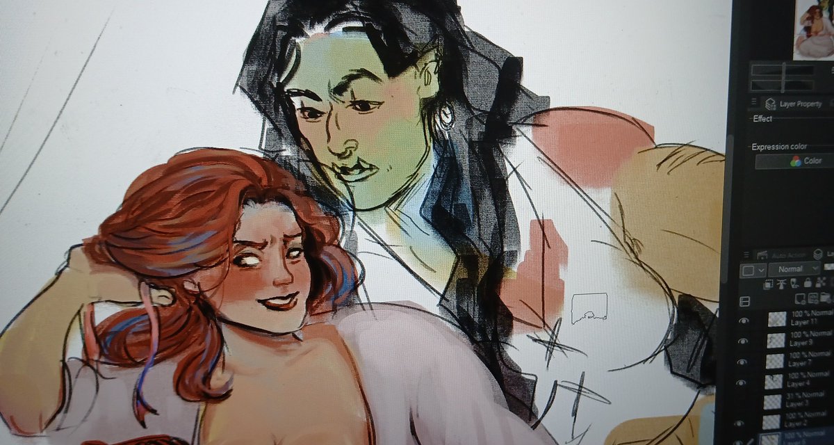 Nomberisathye's tweet photo. #Wip of my favorite ho thing to think about, chubby fem× buff orc woman (butch adjacent) https://t.co/rOUNAKbiPV