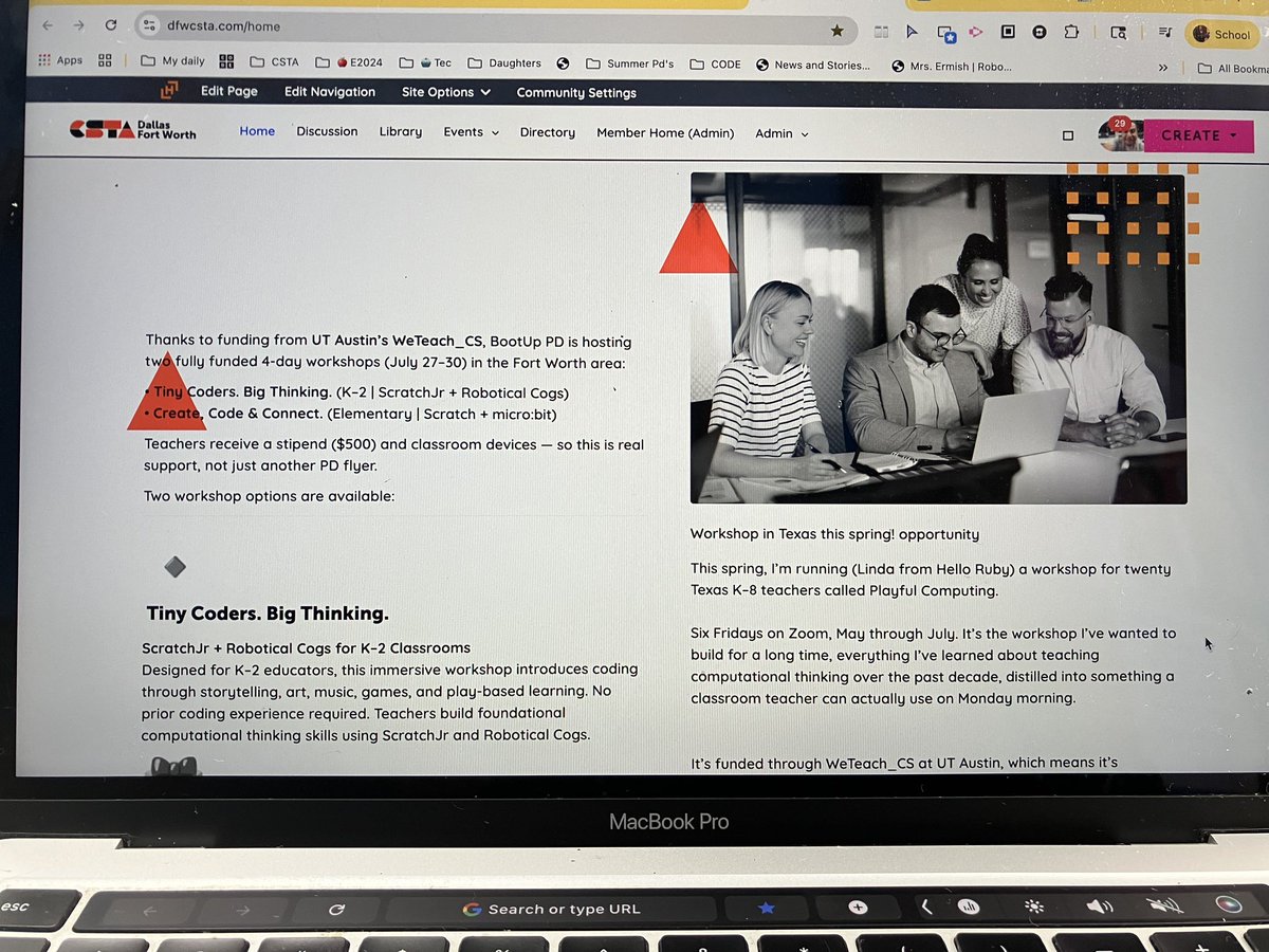 dfwcsta's tweet photo. Dear @dfwcsta members,
Please review the available elementary workshops. We sincerely appreciate the efforts of @weteachcs @hellorubyworld, and @BootUpPD in providing these valuable learning opportunities to support our students' #coding education. #CSforYall #equity #diversity https://t.co/nRfF4Dl3rC