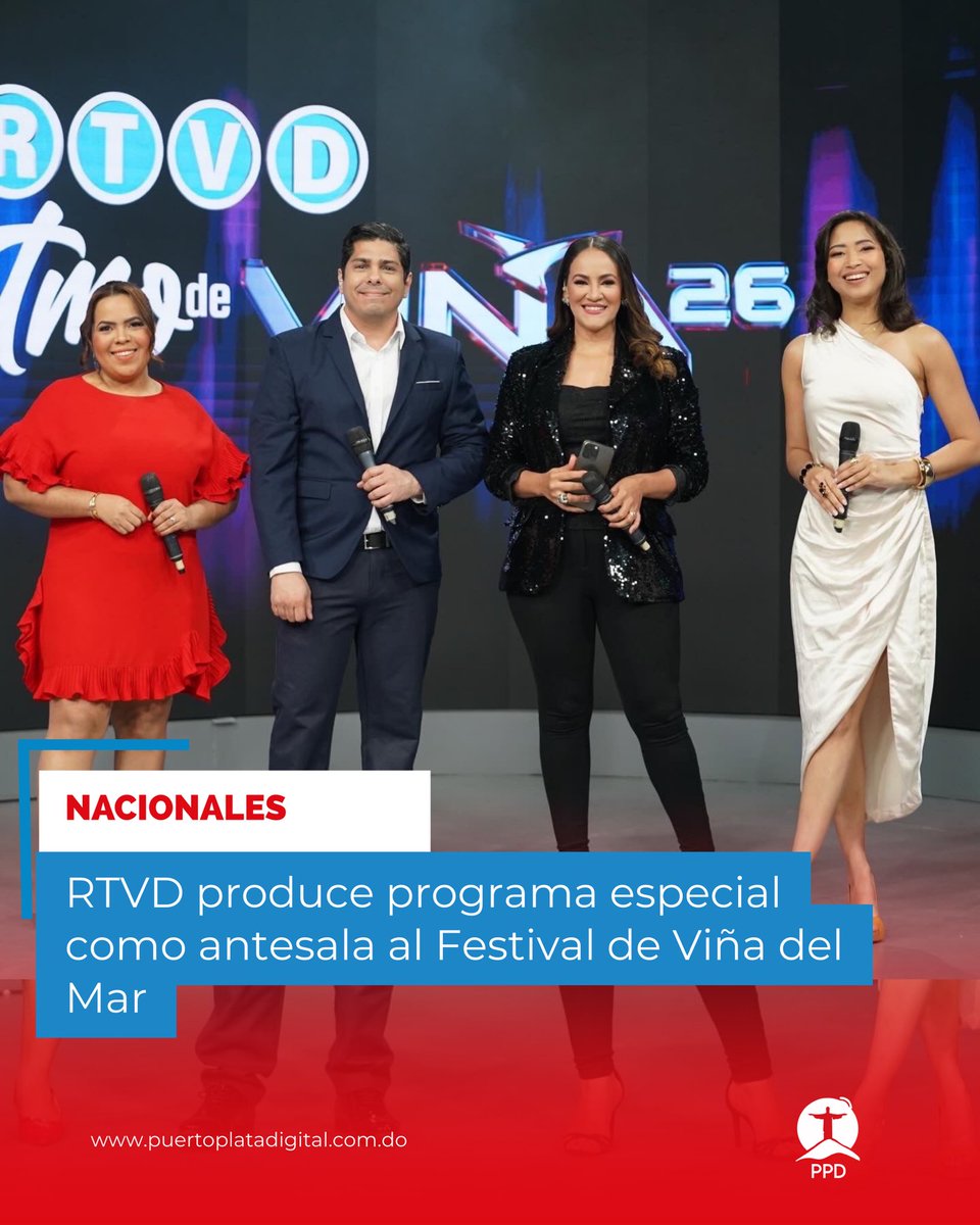 Santo Domingo, RD.– Como antesala a las grandes noches del Festival Internacional de la Canción de Viña del Mar 2026, Radio Televisión Dominicana (RTVD) lanzó el programa especial “RTVD Rumbo a Viña”…

Entérate Más:

puertoplatadigital.com/entretenimient…