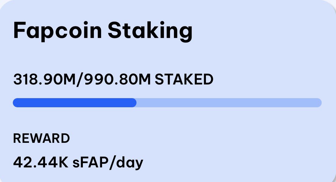 As the “dev” of $Fapcoin, I am currently earning 20k $Fapcoin &amp; 40k $sFap by simply staking my supply. 

I will be committing to 100k $Fapcoin &amp; 150k $sFap giveaways to our community WEEKLY while we have these APRs. If APRs change, the weekly giveaway rates will change. 

It will