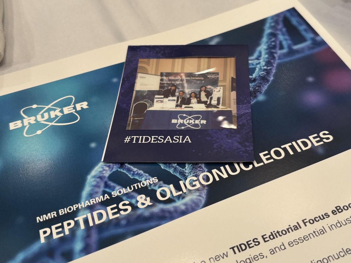 bruker's tweet image. Are you at #TIDES Asia 2026?
Don't miss Shubhadra Pillay's “Unlocking the Structural Complexity of TIDES with Advanced NMR Spectroscopy” on February 26th at 2:15 pm.
Don't forget to come by our booth 9!

Learn more: goto.bruker.com/4tQ24wB

@TIDESInforma

#TIDESAsia #NMR #Pharma