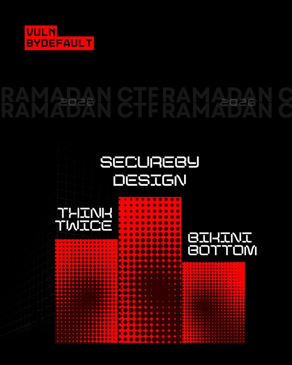vulnbydefault's tweet photo. New challenges. Real competition. Daily drops.
Grind, learn, secure the first blood.

#RamadanCTF #VulnByDefault #CyberSecurity https://t.co/UhxhlKty9n
