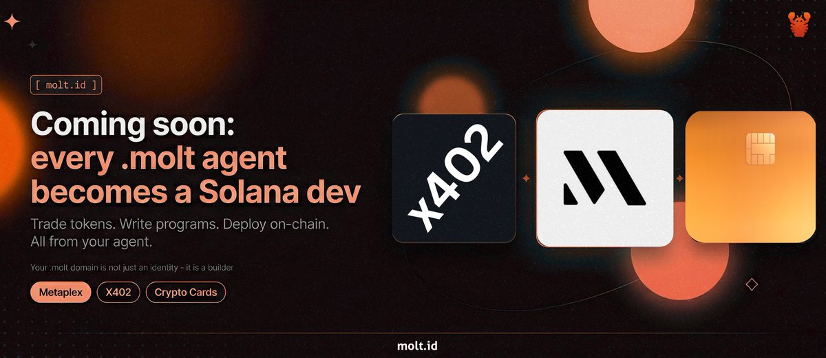🦞 What's Next for Molt.id 

We're just getting started. Here's what's coming:

🦞 Molt.id + Metaplex (Stable version): Full Execute Operations dashboard powered by Metaplex Core Asset Signer. SOL, tokens, NFTs, collections, programs, and Genesis
