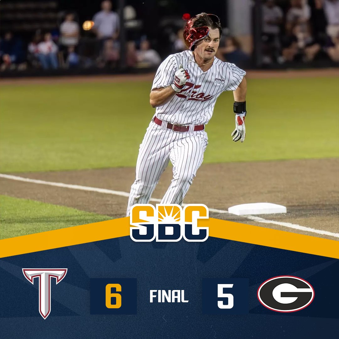 𝗧𝗥𝗢𝗝𝗔𝗡𝗦 𝗧𝗥𝗜𝗨𝗠𝗣𝗛.

<a href="/TroyTrojansBSB/">Troy Baseball ⚔️</a> prevails over No. 8 Georgia in 12-inning thriller—#SunBeltBSB's third victory over a Top 10 team this week. ☀️⚾️