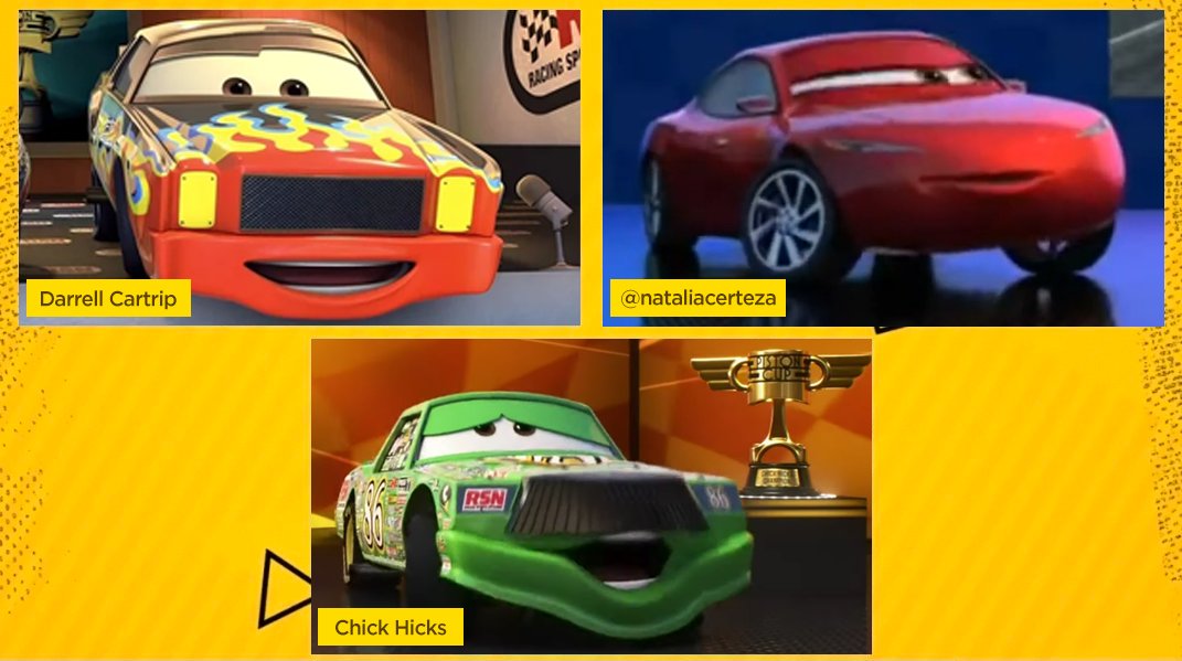 E vagabundo tá lá: "será que a Rust-eze vai chamar o McQueen na próxima temporada?"

E o Relâmpago McQueen não consegue andar em linha reta.
Porra, não é possível véi.

Não dá cara, simplesmente não dá.

"Será que ele vem para ganhar a Copa Pistão?"
E o McQueen no simulador igual