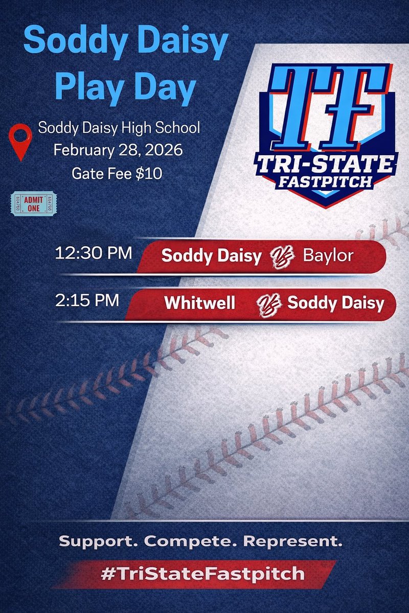 TristateFP's tweet photo. Maddie will be representing this weekend at Soddy Daisy’s Play Day! 🥎🔥

Catch her in action as she competes and continues putting in the work.

📍 Soddy Daisy High School
🕧 12:30 PM &amp; 2:15 PM

#TriStateFastpitch https://t.co/yDqKpIw16X