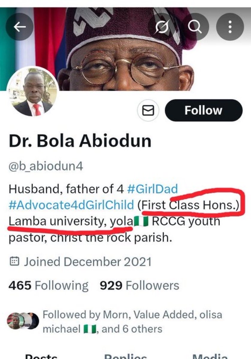 First class graduate of Lamba University 😂