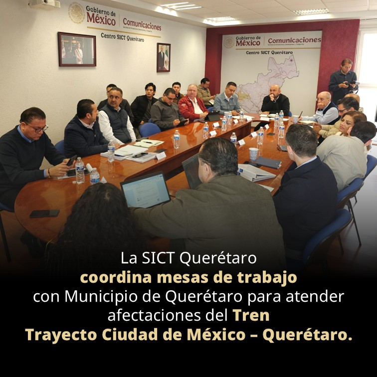 La SICT se coordina con el municipio de Querétaro para dar respuesta a las solicitudes por la construcción del Tren México-Querétaro. 🚄💼
 #Movilidad #Querétaro #Infraestructura
<a href="/qromunicipio/">Municipio de Querétaro</a>