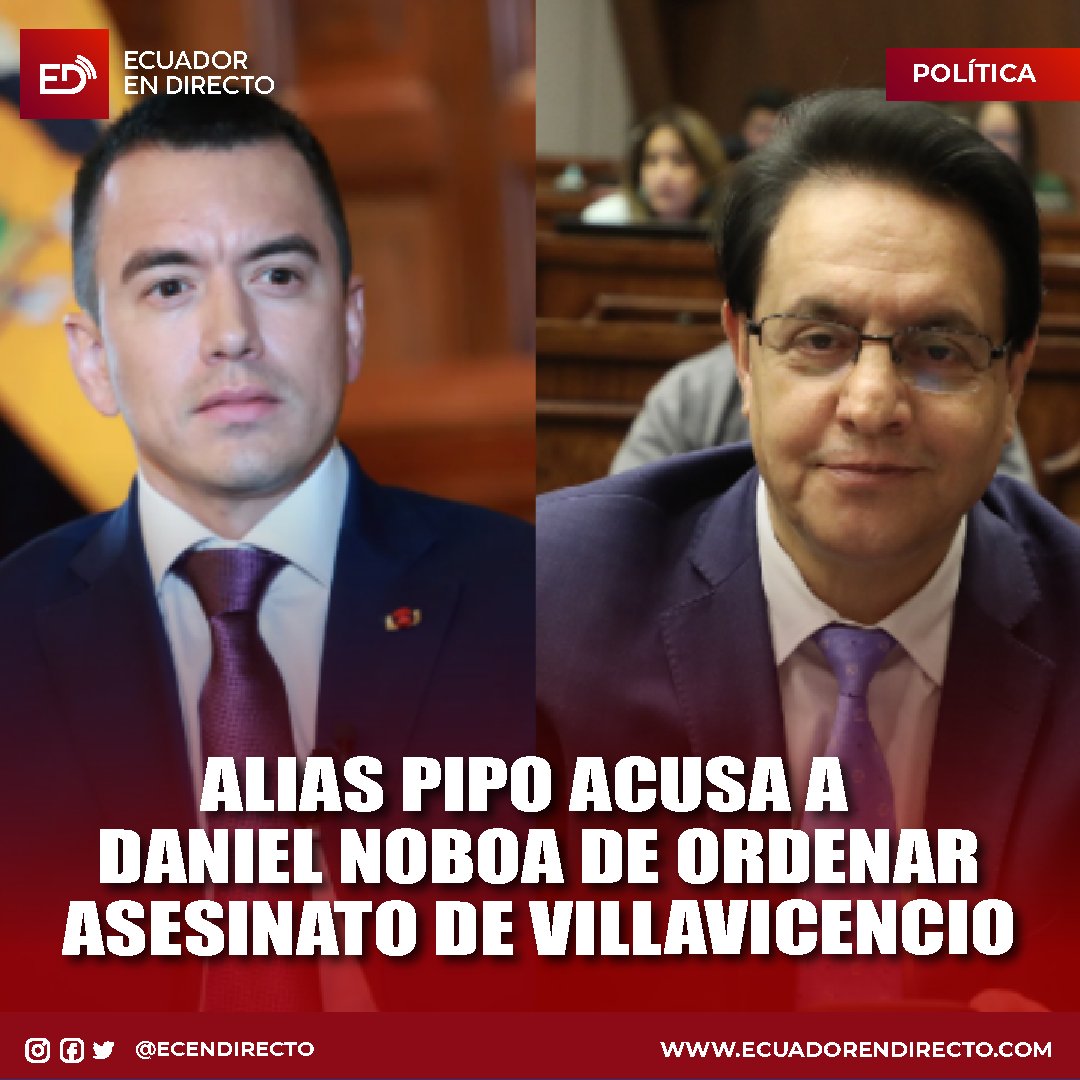 #POLÍTICA
El capo ecuatoriano de la droga Wilmer Chavarría (Pipo), máximo líder de Los Lobos, negó este miércoles ser el autor del asesinato en 2023 del candidato presidencial Fernando Villavicencio y acusó al actual presidente, Daniel Noboa, de ordenarlo.

Más información ⬇️