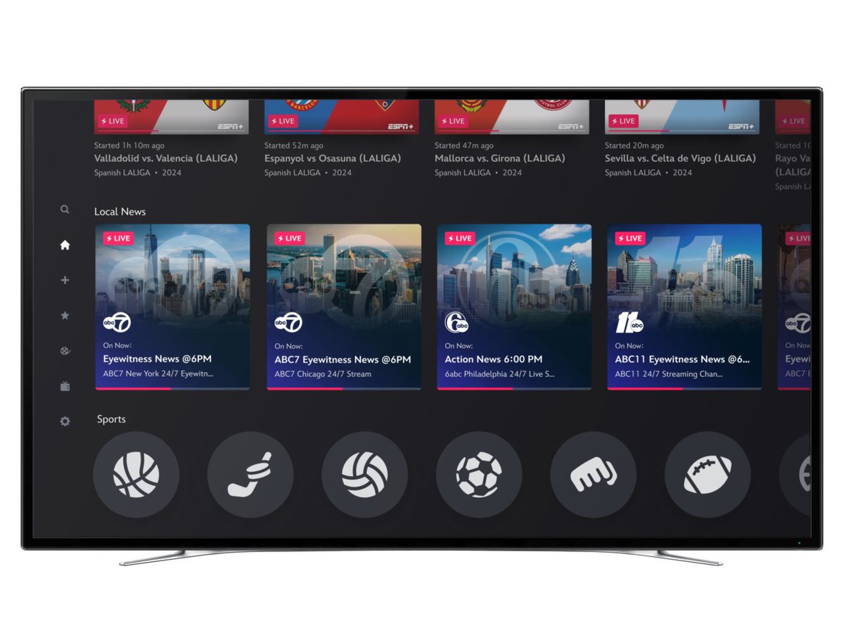 ScottGustin's tweet photo. NEW: Starting today, Disney+ subscribers in the U.S. can stream 24/7 local news from ABC’s owned stations in New York, Los Angeles, Chicago, Philadelphia, Houston, San Francisco, Raleigh-Durham and Fresno. https://t.co/a1fJzt4PxD