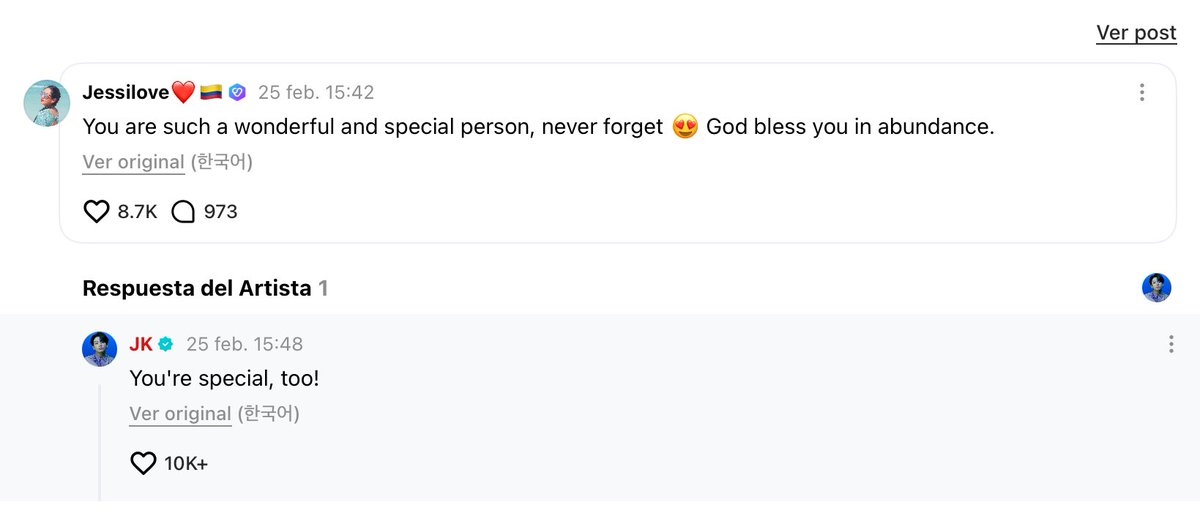#Jungkook vía Weverse Comment 💜

“You're special, too!”