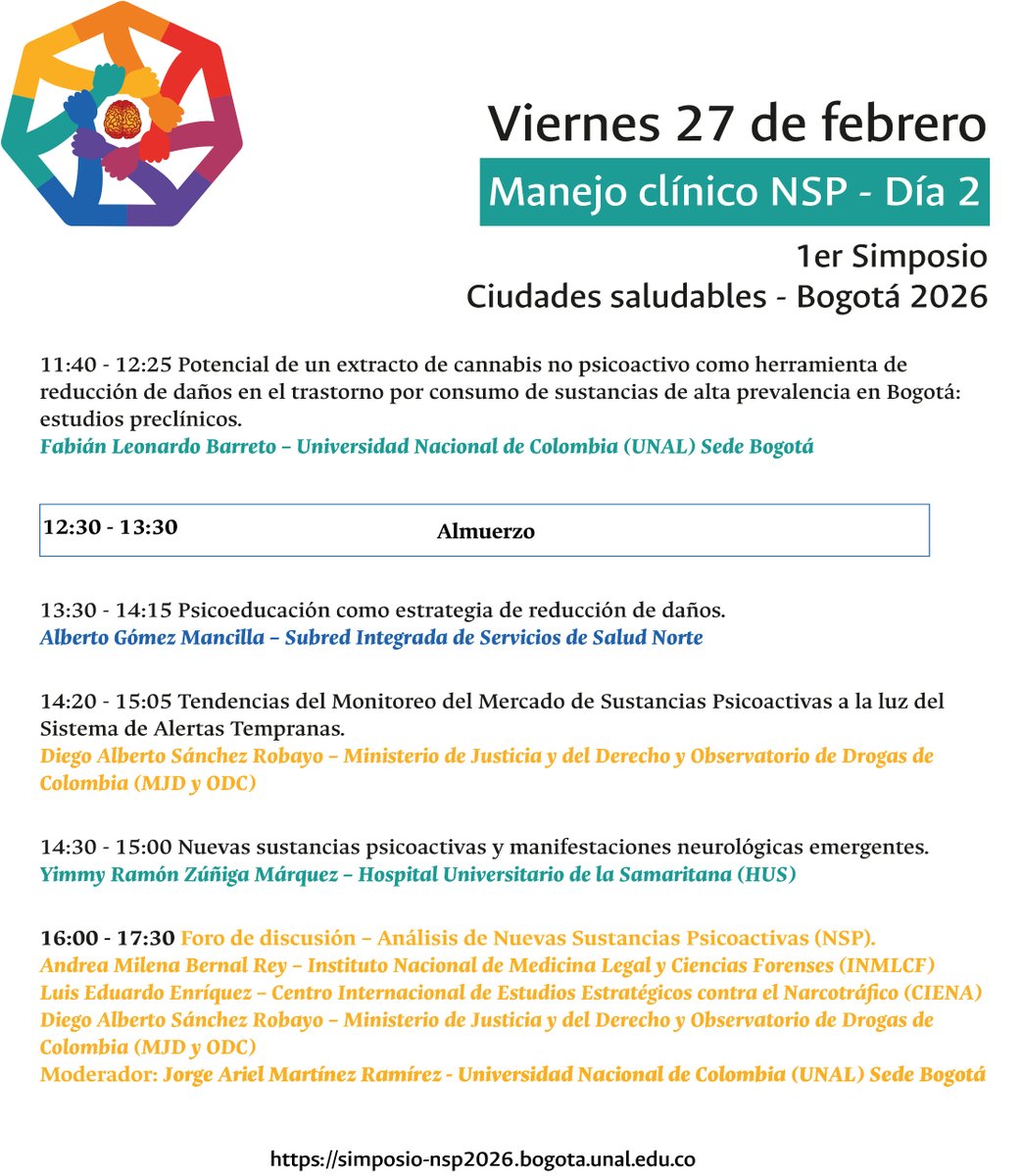 SimposioNSP26's tweet photo. ¡El 1er Simposio Distrital de Formación: Ciudades Saludables – Bogotá 2026 ya tiene programación!

Programación para el día viernes 27 de febrero. ¡No te lo pierdas!

Inscríbete:https://t.co/TGSa1OM7Rs

#CiudadesSaludables #Cities4health @SectorSalud @bUNAL_Bog https://t.co/0N5zWpFyL5