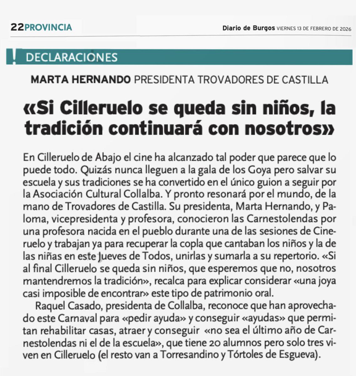 El pasado día 12 acudimos a #CillerueloDeAbajo para cantar con los niños del pueblo y los de #ColegioAurelioGómezEscolar las antiguas #coplas de las #Carnestolendas. A punto de desaparecer el colegio, abierto desde 1843, ojalá se pueda evitar. <a href="/ACollalba/">@Asociacion_Cultural_Collalba</a> <a href="/Fundcajaburgos/">Fundación Caja de Burgos</a>