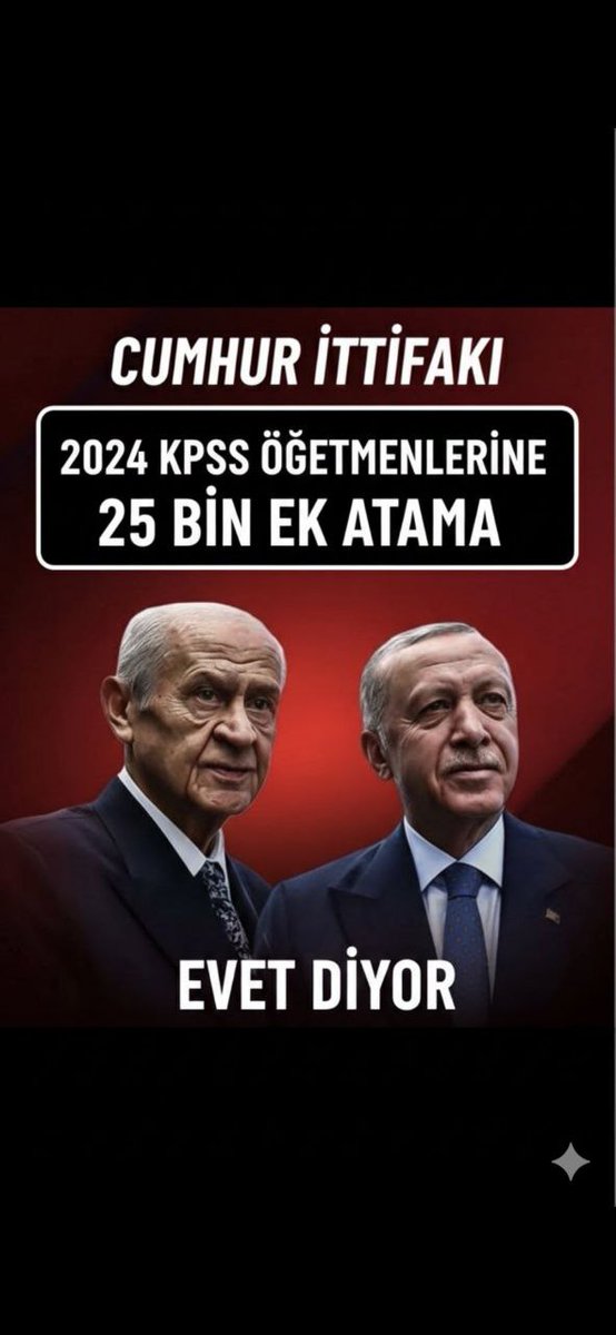 2024’te KPSS'ye giren öğretmenler olarak sizlerden ek atama müjdesini bekliyoruz <a href="/RTErdogan/">Recep Tayyip Erdoğan</a> 
<a href="/dbdevletbahceli/">Devlet Bahçeli</a> <a href="/_cevdetyilmaz/">Cevdet Yılmaz</a> 
<a href="/oktay_saral/">Oktay SARAL</a> <a href="/hasandogan/">Hasan Doğan</a> 
<a href="/PrfDrFilizKilic/">Prof. Dr. Filiz KILIÇ</a> <a href="/erkanakcay45/">Erkan Akçay</a> 
<a href="/MHP_Bilgi/">MHP</a> <a href="/memetsimsek/">Mehmet Simsek</a> 
<a href="/Yusuf__Tekin/">Yusuf Tekin</a> <a href="/TalipGeylan06/">Talip Geylan</a> 
<a href="/MhpTbmmGrubu/">MHP TBMM Grubu #MHP</a>
#2024KpssEkAtamaBekliyor