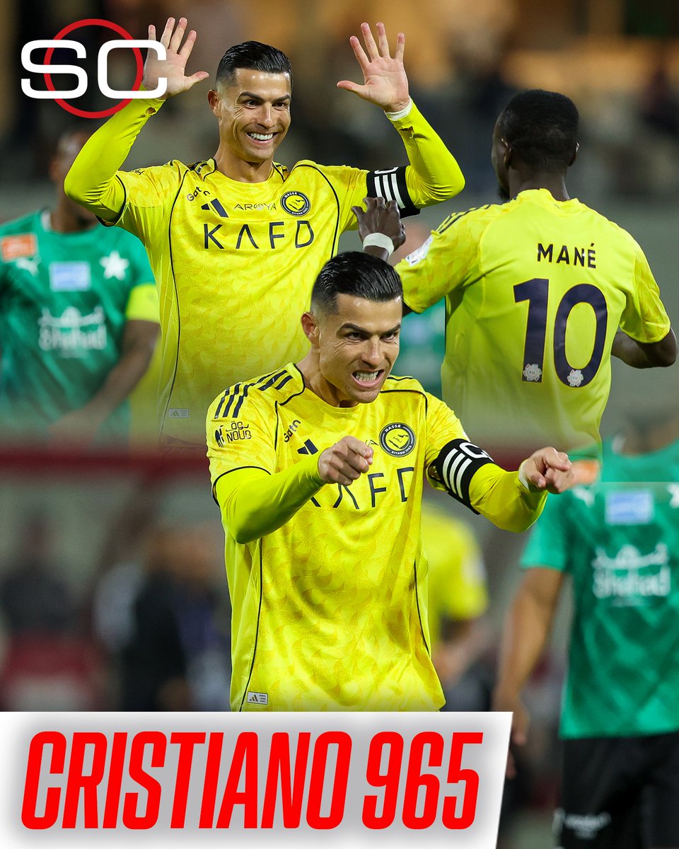 🐐 ¡CR7 SUMA, GANA Y SE VA ACERCANDO A LOS 1000!

⚽ Cristiano Ronaldo marcó en la victoria del Al Nassr y alcanzó los 965 goles en su carrera

ℹ️ Fue goleada 5-0 ante Al Najma, para ser líderes en la Liga Saudí: también marcaron Mané, Coman e Íñigo Martínez x2