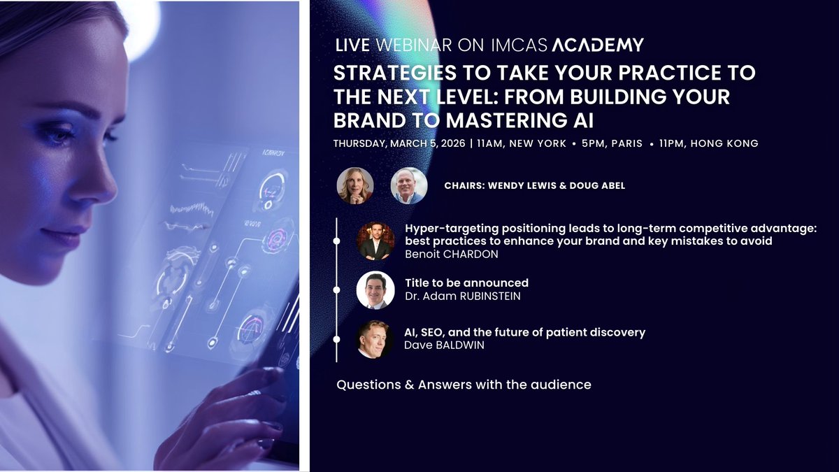 WENDYLEWISCO's tweet photo. Join Wendy Lewis and Doug Abel for an @imcascongress  Webinar.
Strategies to take your practice to the next level: From building your brand to mastering AI
Thursday, March 5th, 2026
11:00 - 12:30, America/New_York
Register here: https://t.co/rl68hCGH4Y https://t.co/4oa4PqsPcb