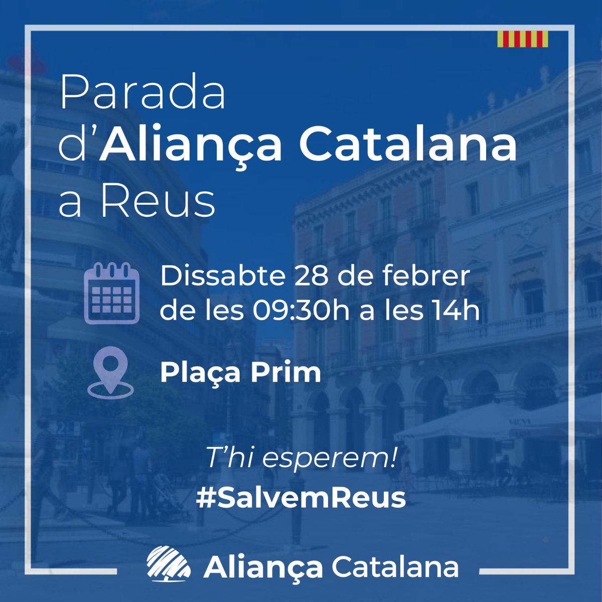 Reus, tenim una nova cita!💙Vine a la parada informativa a parla del que importa, seguretat, treball, habitatge i futur. Tu porta les preguntes, nosaltres, propostes i cor. Quan Reus es mou, Catalunya batega. T'hi esperem amb il·lusió #Reus #ParadaInformativa #FemPinya