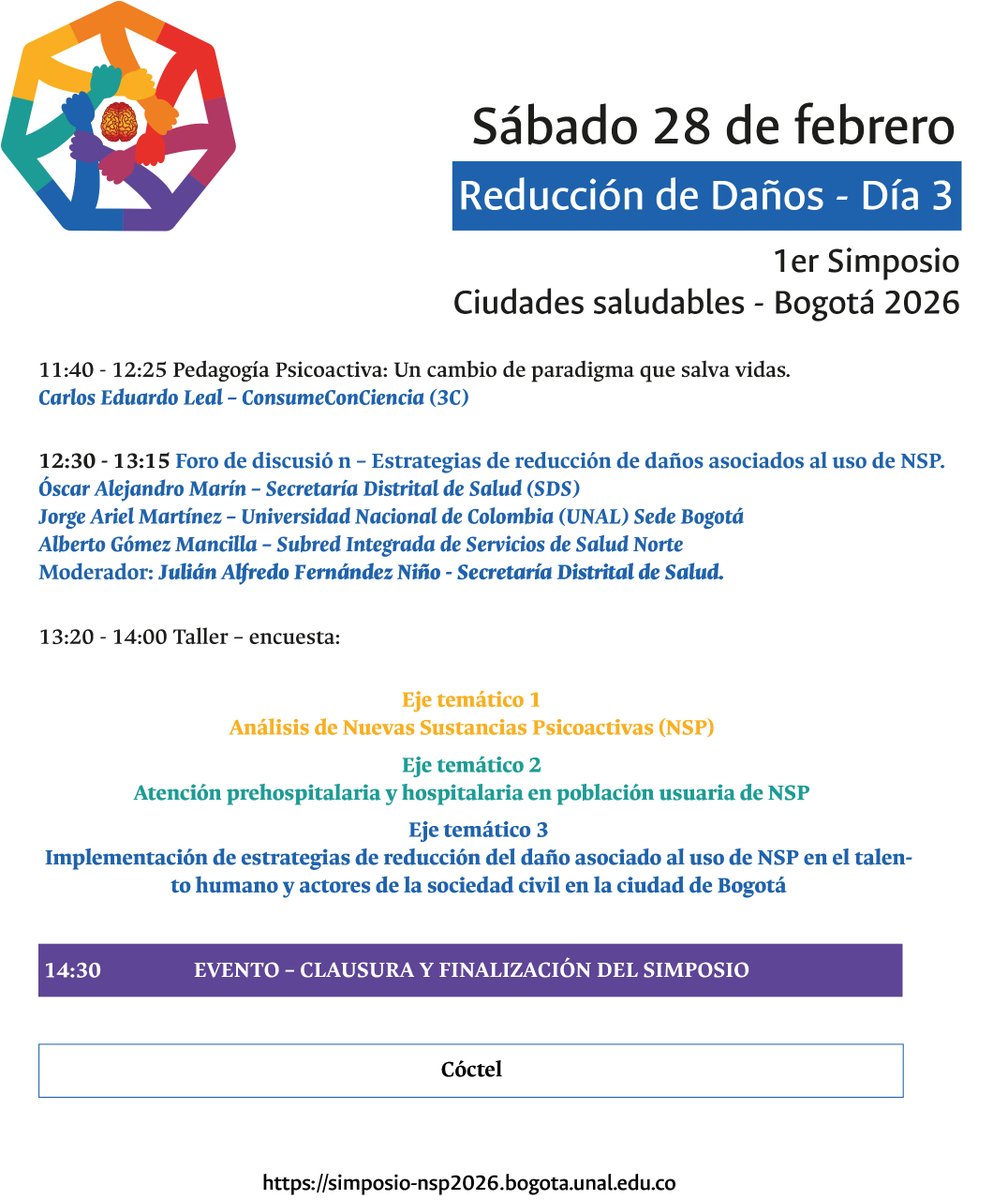 SimposioNSP26's tweet photo. ¡El 1er Simposio Distrital de Formación: Ciudades Saludables – Bogotá 2026 ya tiene programación!

Programación para el día sábado 28 de febrero. ¡No te lo pierdas!

Inscríbete:https://t.co/TGSa1OM7Rs

#CiudadesSaludables #Cities4health @SectorSalud @bUNAL_Bog https://t.co/9KnC329KiX