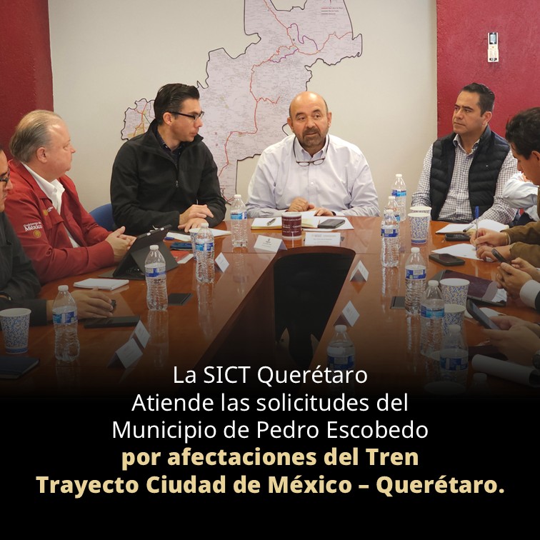 La SICT Querétaro recibe y gestiona las peticiones del municipio de Pedro Escobedo, asegurando soluciones efectivas ante las afectaciones por el proyecto del Tren México-Querétaro. 🚄👷‍♀️ 
¡Construimos infraestructura con escucha ciudadana! 📝🤝"
#pedroescobedo