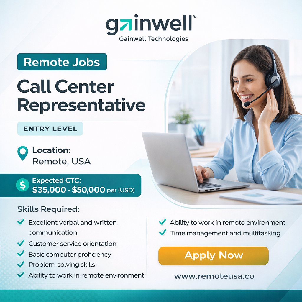 remoteusaco's tweet photo. 🏢 Company: Gainwell Technologies

🧾 Job Role: Call Center Representative

📍 Location: Remote USA

🔗 Apply Now: https://t.co/RdSPIi7FkN

👉 Follow on X : https://t.co/i4pYhJxz8G https://t.co/YX6Aht6Dyo